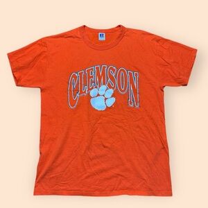 Vintage Clemson Tigers 1980s Russell Athletic T Shirt Men’s Large Orange Vtg 80s